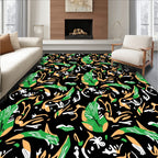 Green Orange Abstract Brushstrokes Pattern Rug