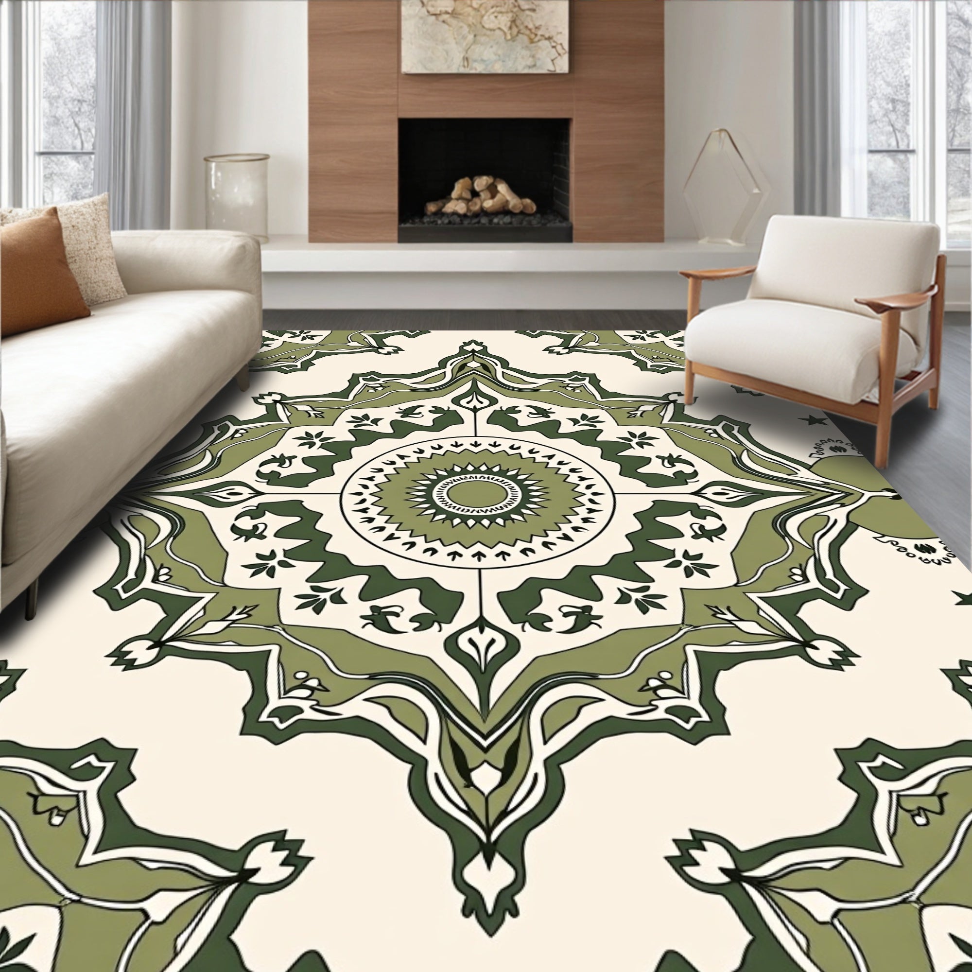 Medallion Botanical Pattern Area Rug