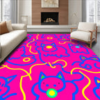 Whimsical Cat Doodle Pattern Rug