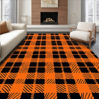 Orange Black Plaid Pattern Rug