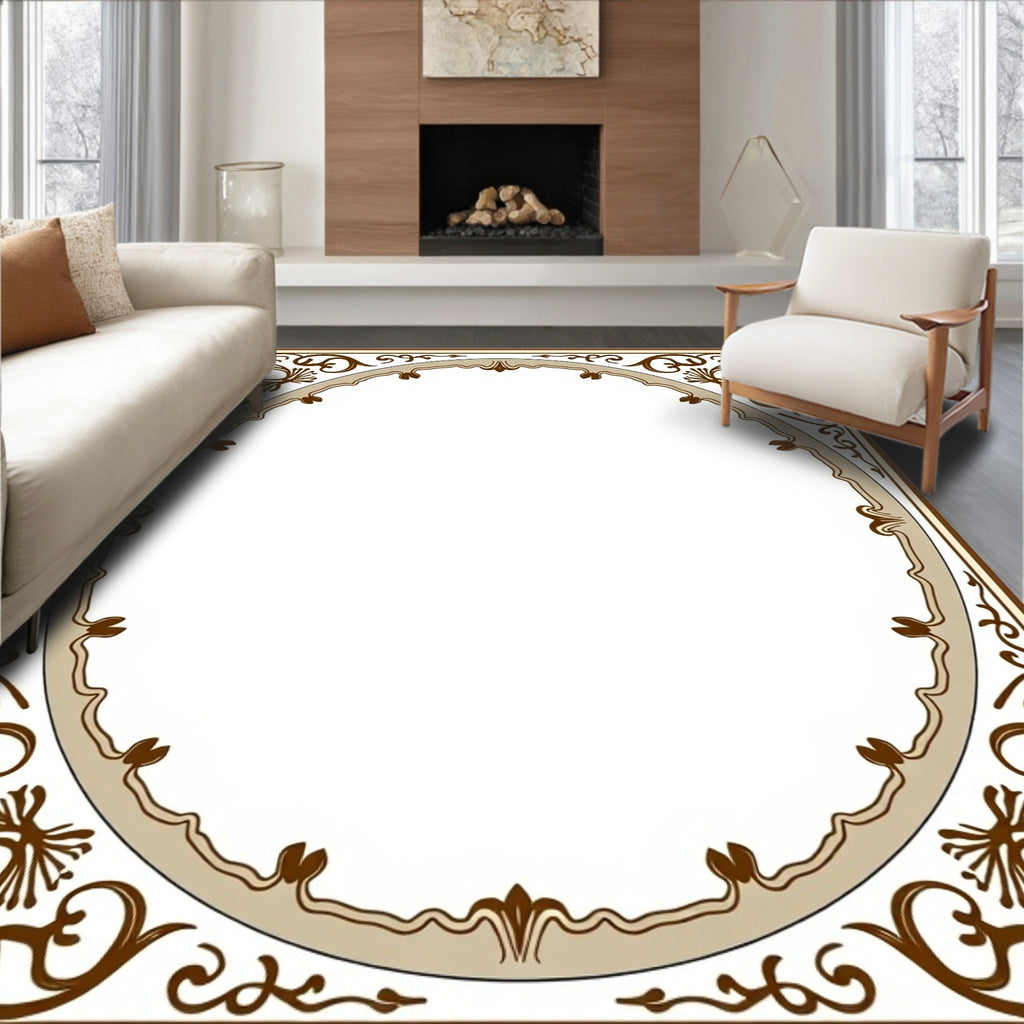 Ornate Scrollwork Classic Border Rug