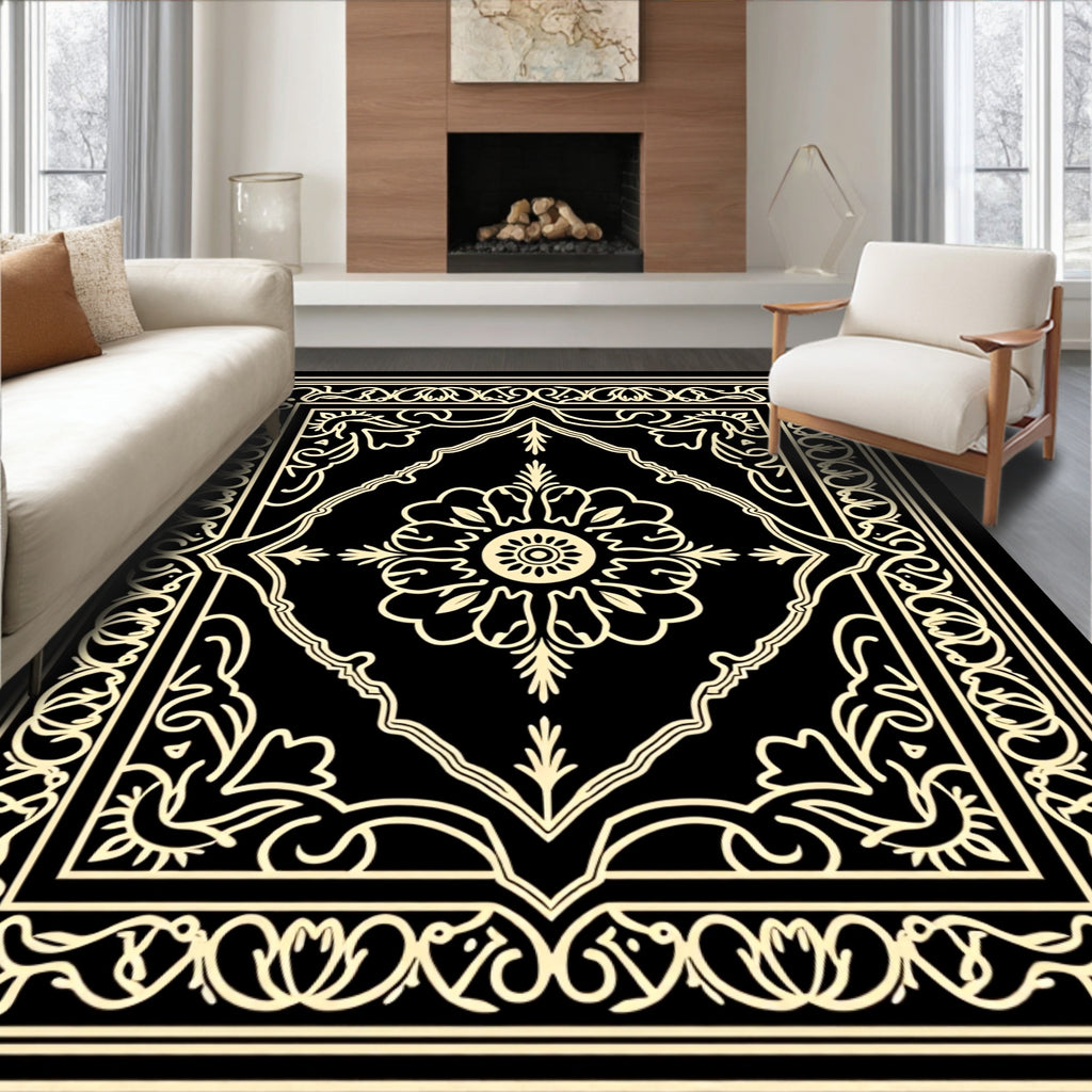 Ornate Floral Symmetry Vintage Rug