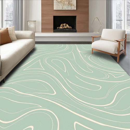 Abstract Swirl Light Green Pattern Rug