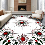Crimson Emerald Starburst Floral Arrangement Rug