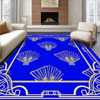 Art Deco Blue Fan Pattern Rug