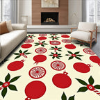 Festive Red Bauble Holly Pattern Rug