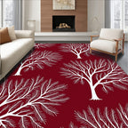 Vivid White Stylized Trees Design Rug