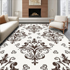 Classic Damask Floral Scroll Pattern Rug