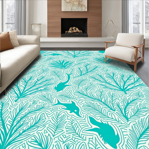 Aqua Marine Life Pattern Rug