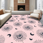 Floral Moon Pattern Design Rug