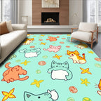 Cute Cats And Stars Pattern Rug