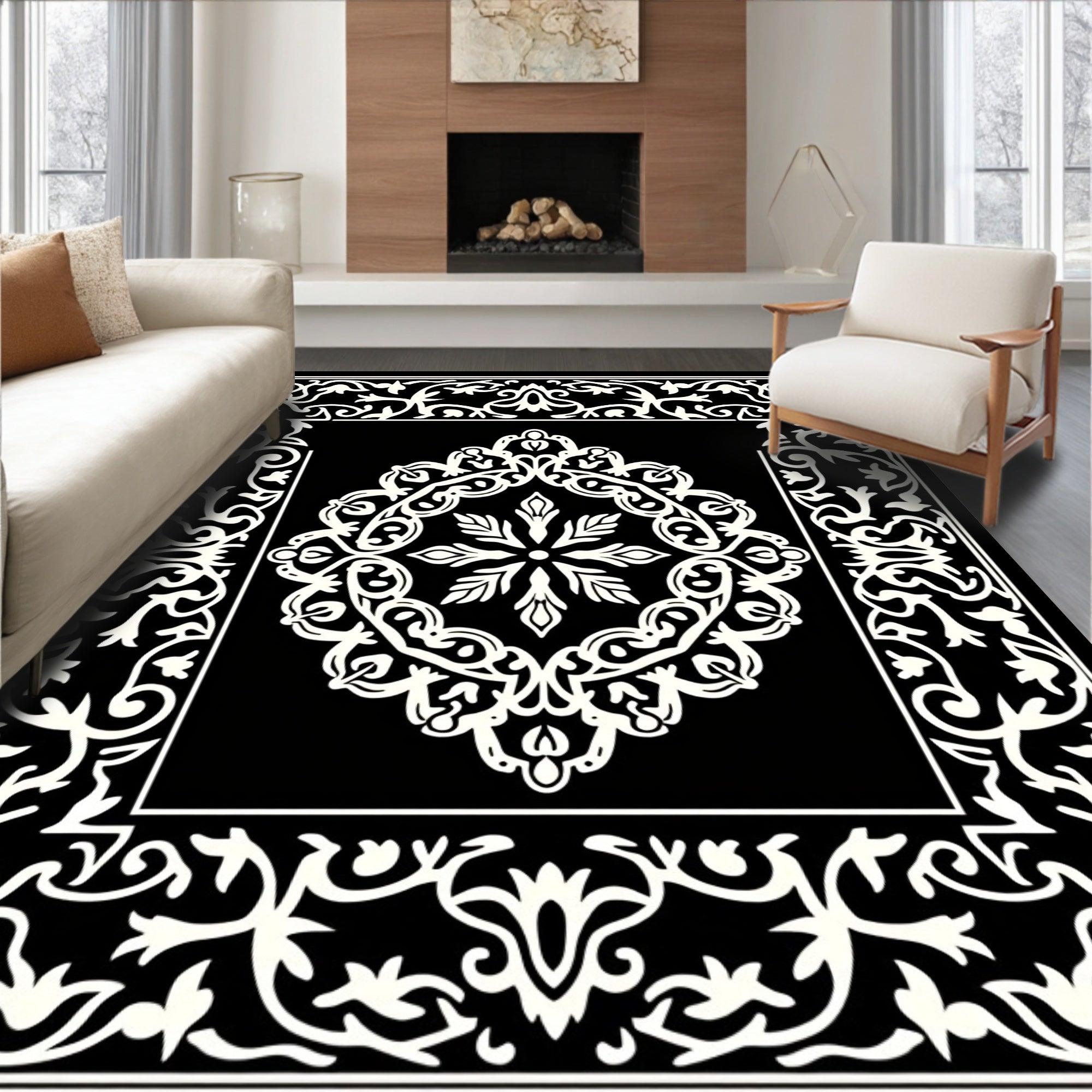 Classic Medallion Floral Border Rug