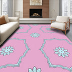 Light Pink Floral Medallion Frame Rug
