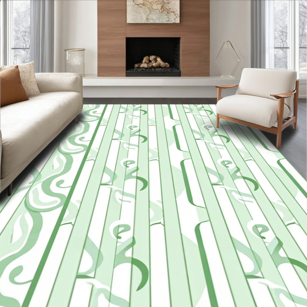 Verdant Swirl Stripe Pattern Rug