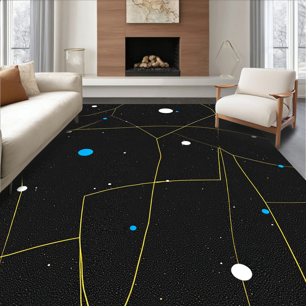 Cosmic Yellow Constellation Pattern Rug