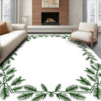 Green Pine Branch Elegant Border Rug