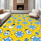 Whimsical Snowflakes Snowman Pattern Rug