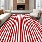 Classic Red and White Stripe Design Rug