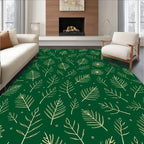 Golden Leaf Botanical Pattern Rug
