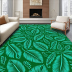 Emerald Green Teal Feather Composition Rug