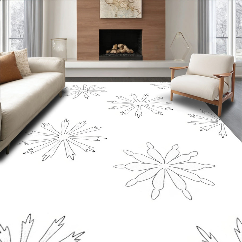 Minimalist Starburst Line Art Pattern Rug