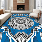 Vibrant Blue Mandala Jewel Symmetry Rug