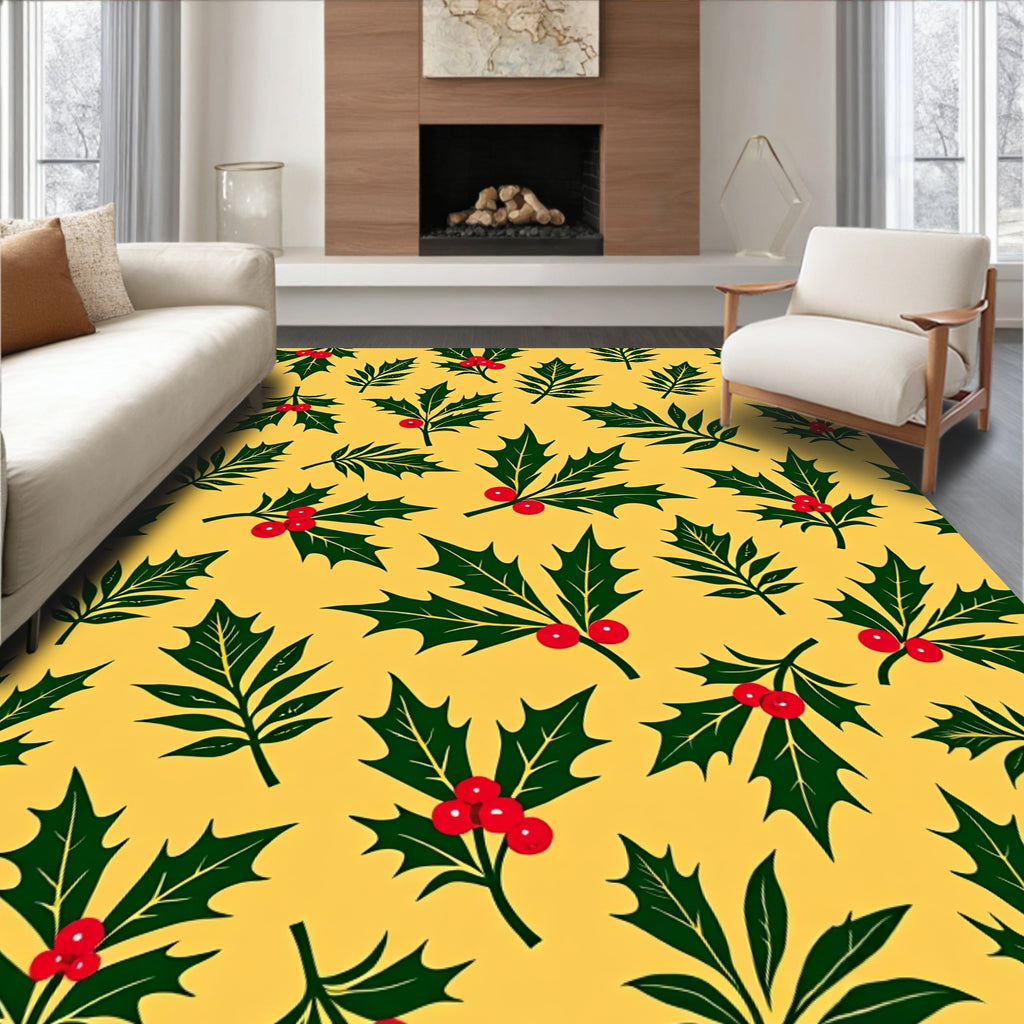 Holly Berry Festive Pattern Rug