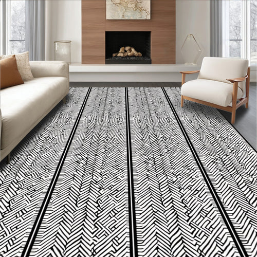 Abstract Maze Geometric Stripe Pattern Rug