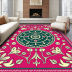 Vibrant Pink Floral Medallion Design Rug