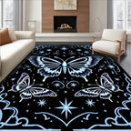 Whimsical Blue Butterfly Night Sky Rug
