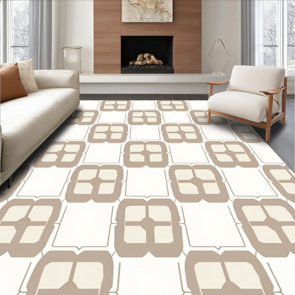 Geometric Square Link Pattern Rug