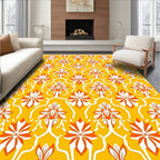 Bold Floral Motif Yellow Orange Rug