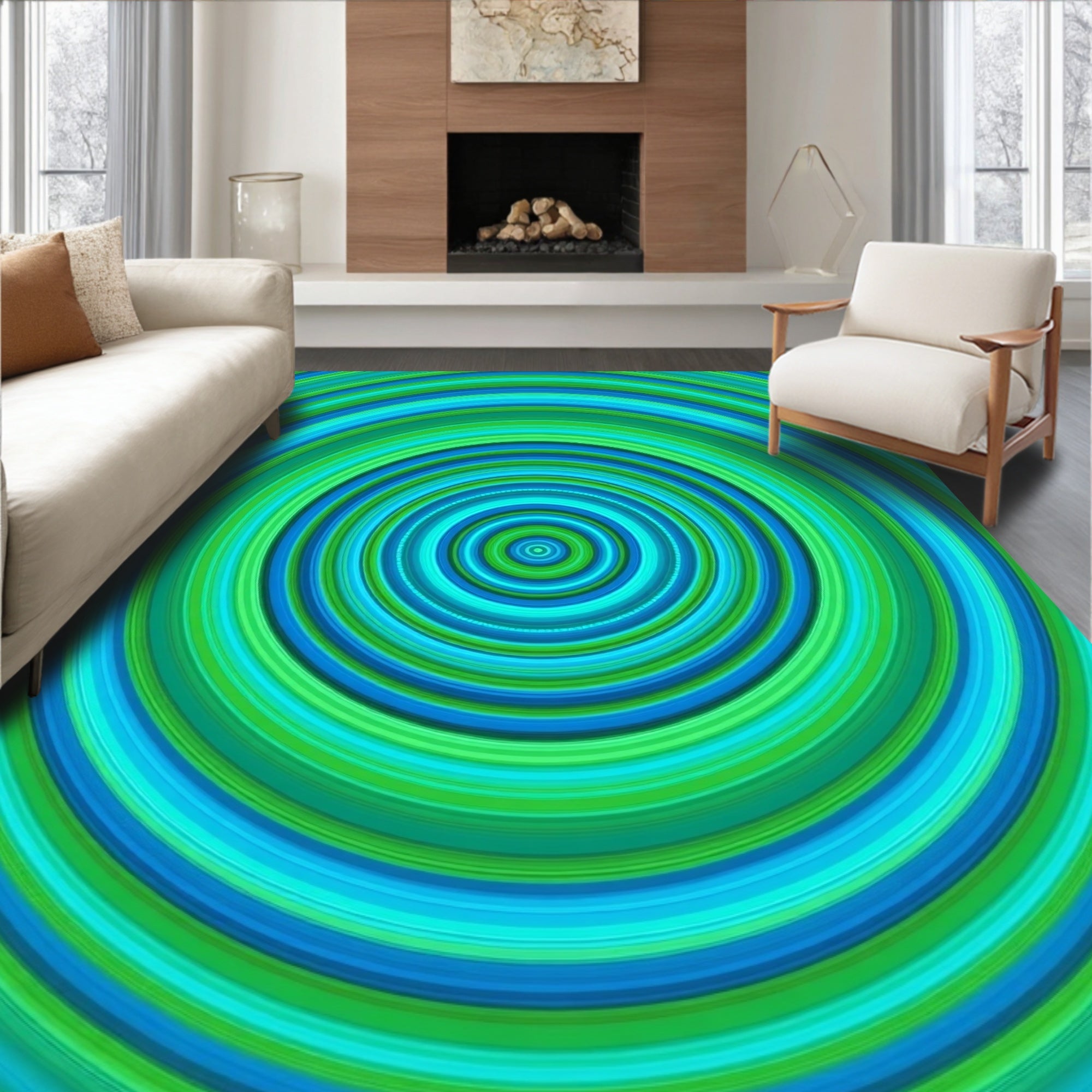 Concentric Circle Pattern Rug