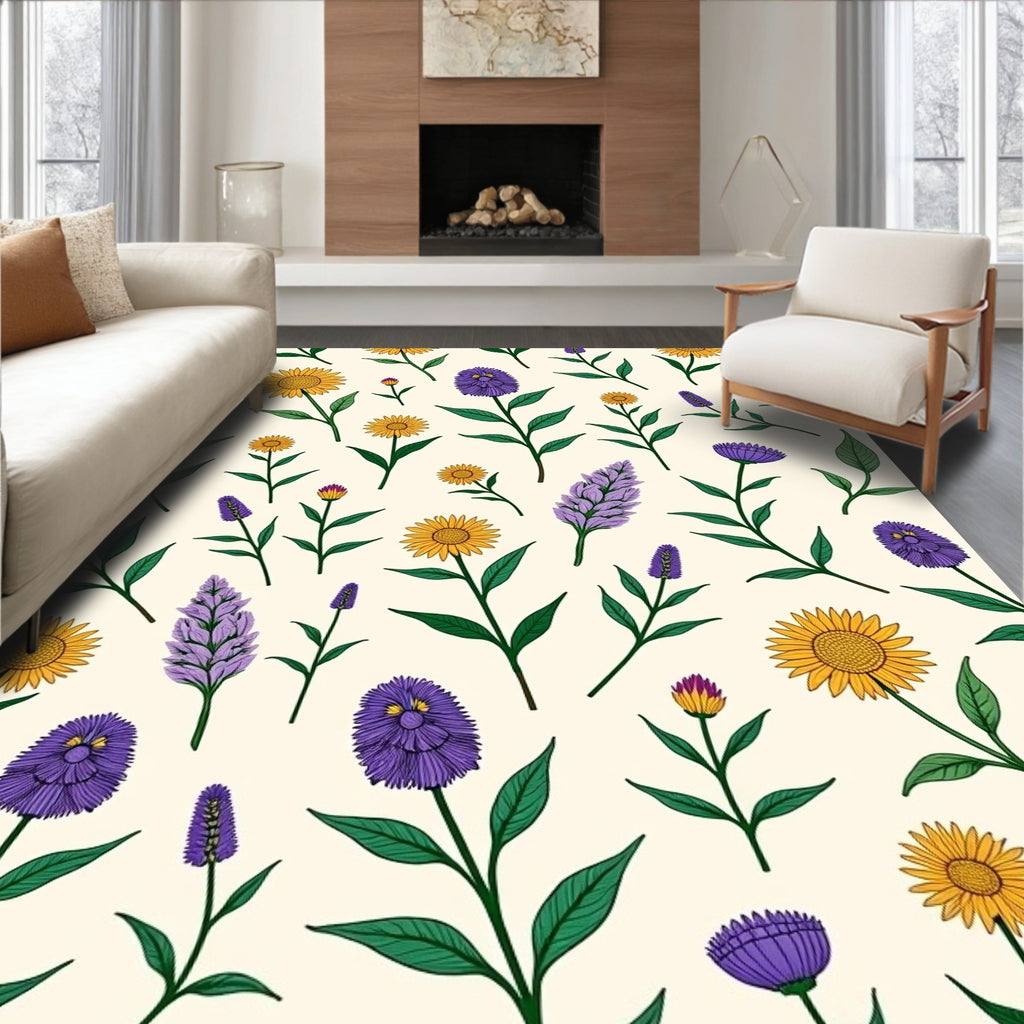 Whimsical Floral Patchwork Garden Design Rug