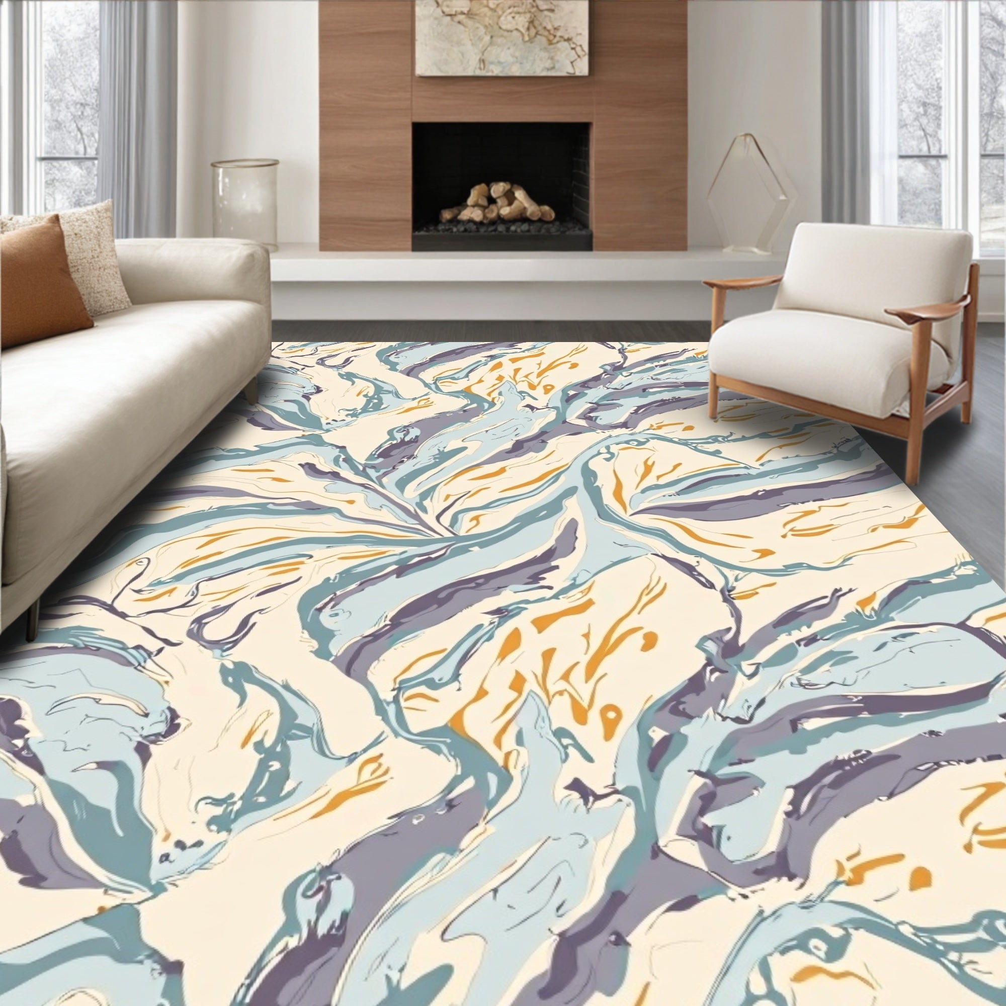 Abstract Swirling Organic Pattern Rug