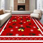Festive Red Belles and Snowflakes Pattern Rug
