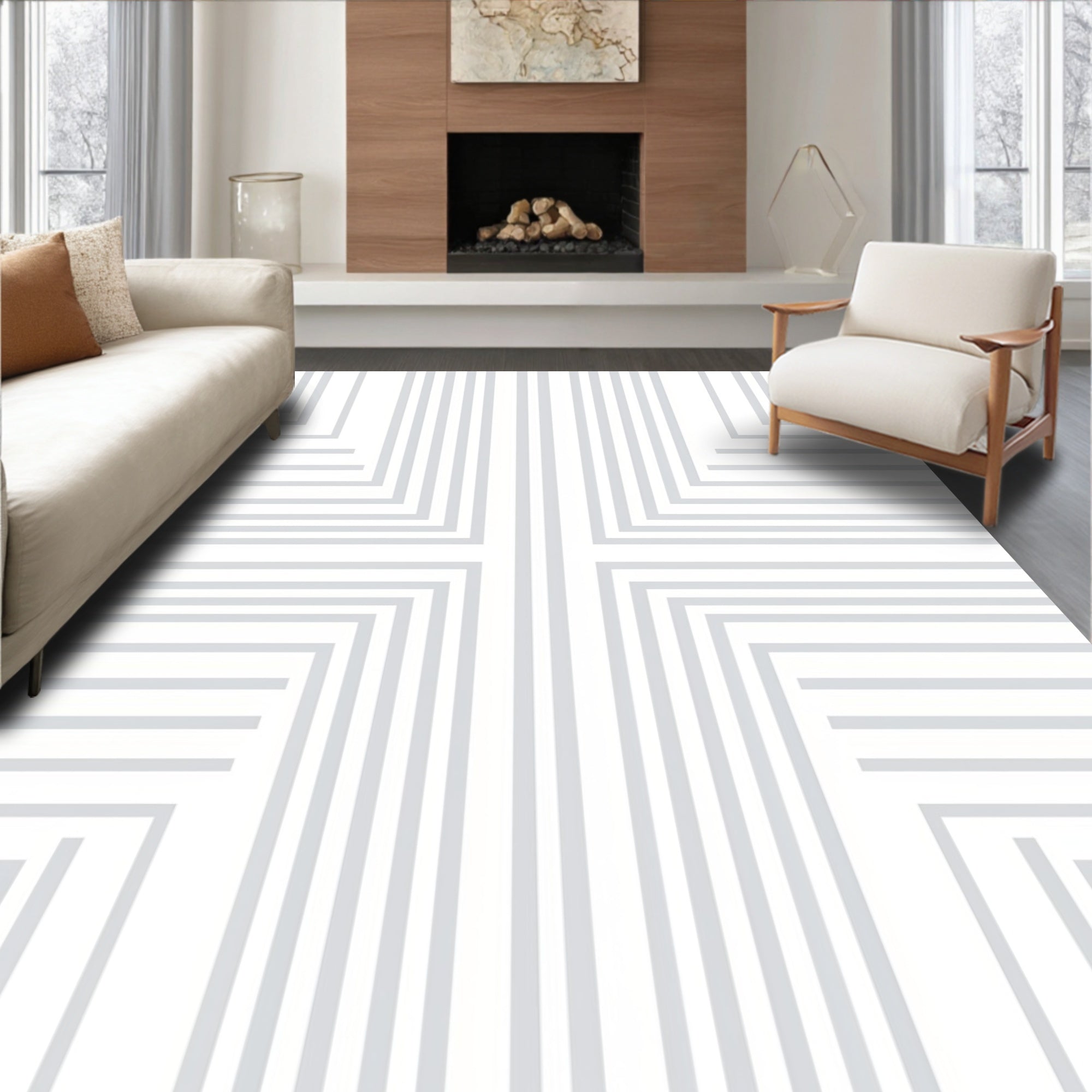 Modern Geometric Lines Pattern Rug