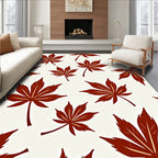 Crimson Leaf Pattern Rug