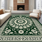 Ornate Floral Mandala Bordered Rug