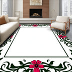 Vibrant Floral Vine Border Rug