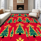Green Yellow Fir Tree Pattern Rug
