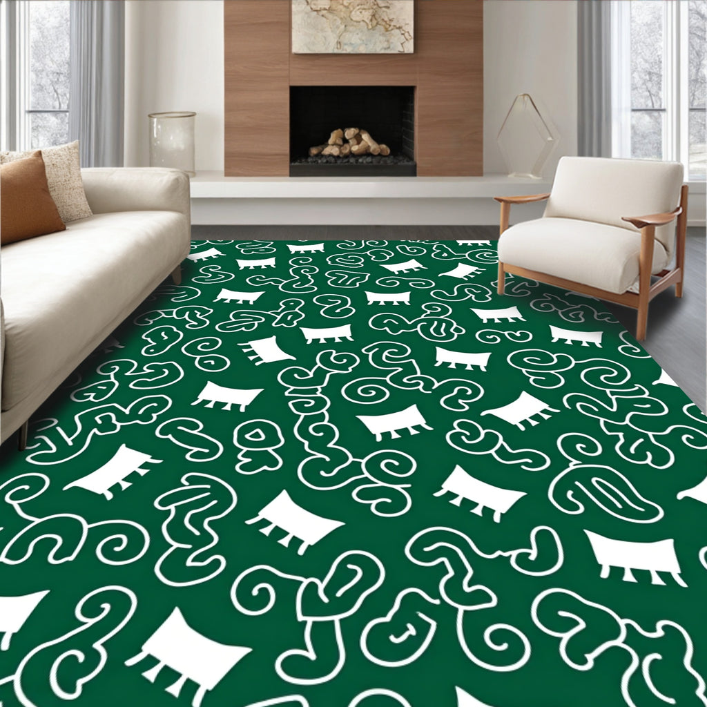 Abstract Swirls With White Accents Pattern Rug