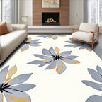 Stylized Gray Gold Floral Pattern Rug