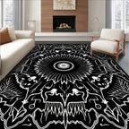 Monochromatic Floral Mandala Pattern Rug