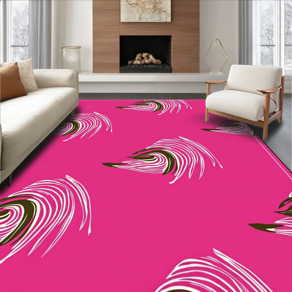 Vibrant Pink Swirl Geometric Design Rug