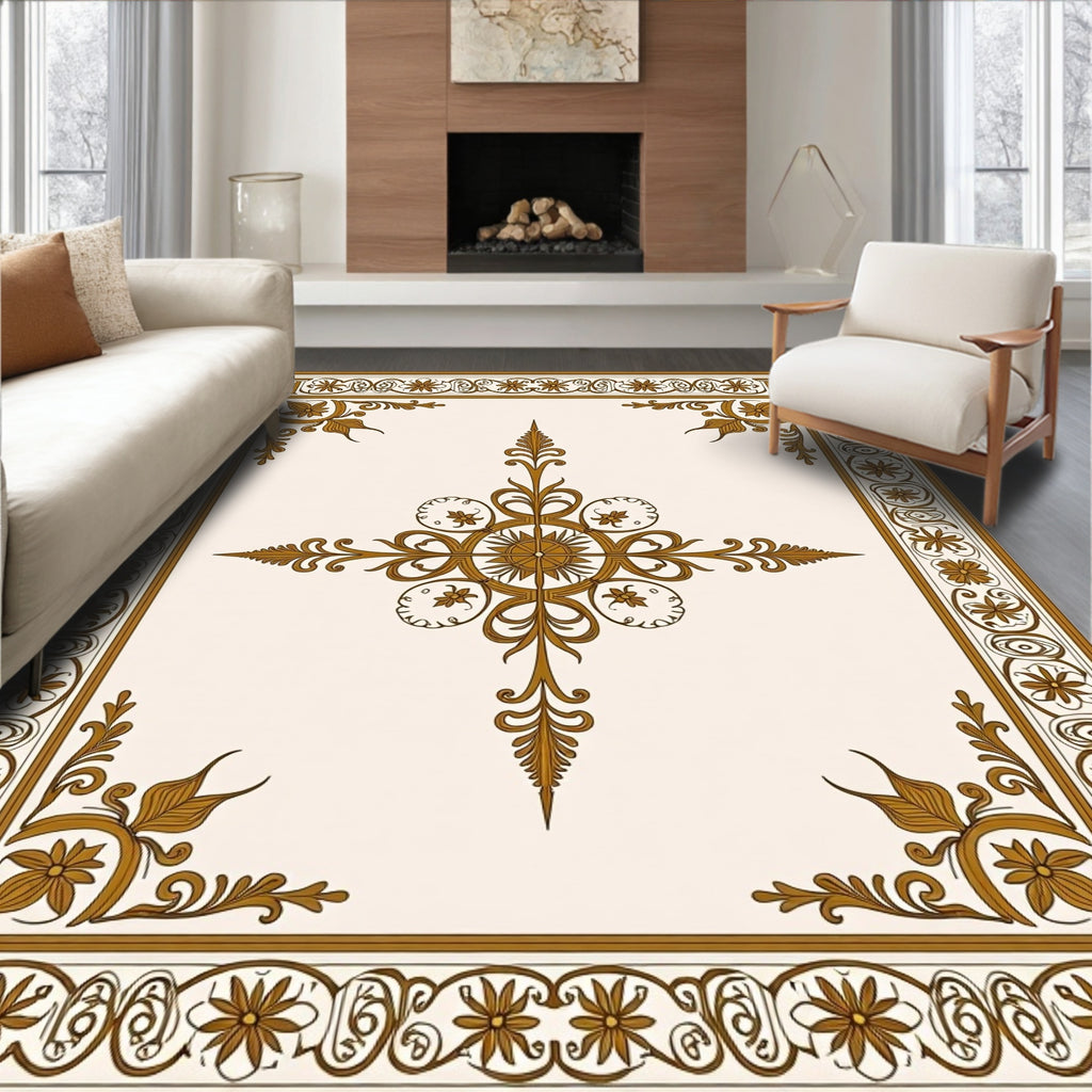 Classic Floral Medallion Border Pattern Rug