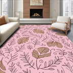 Whimsical Botanical Sketch Pink Rug