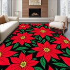 Vibrant Red Floral PatternedRug Rug