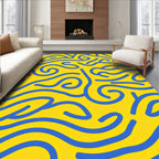 Abstract Blue Swirls Pattern Rug