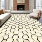 Black Hexagonal Grid Pattern Rug